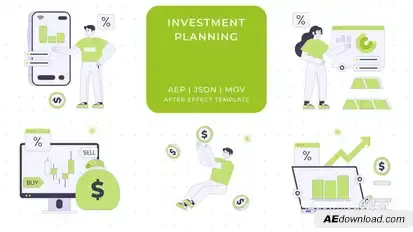 Investment Planning Animated Illustration | After Effects Elements template preview