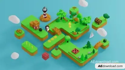 Isometric Game Logo Reveal Logo Stings template preview