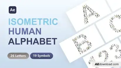 Isometric Human Alphabet Titles template preview