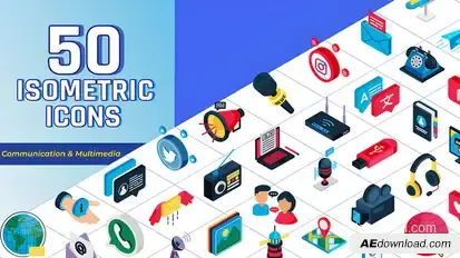 Isometric Icons Communication and Multimedia Elements template preview