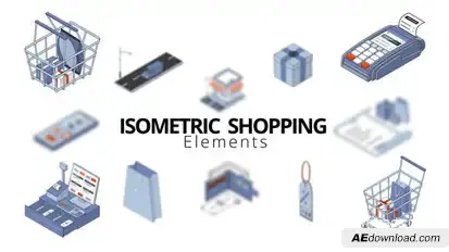 Isometric Shopping Elements Elements template preview