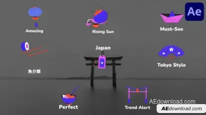 Japan Style Icons And Titles for After Effects Titles template preview