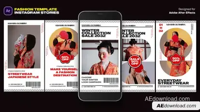 Japanese Fashion Instagram Stories Product Promo template preview