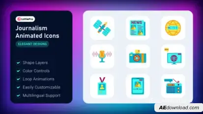 Journalism Animated Icons Elements template preview