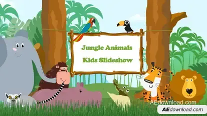 Jungle Animals Kids Slideshow Video Displays template preview