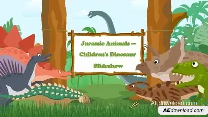 Jurassic Animals--Children's Dinosaur Slideshow Openers template preview