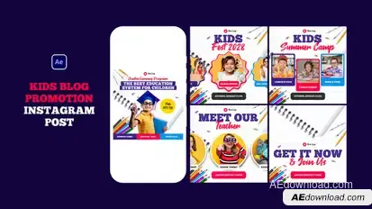 Kids blog promotion instagram post Elements template preview