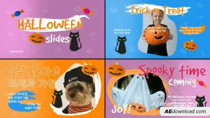 Kids Halloween Typography Slideshow for After Effects Openers template preview