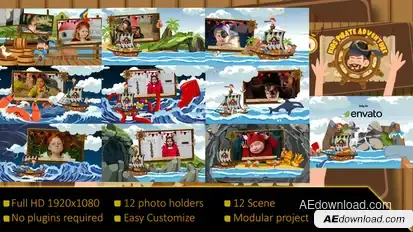 Kids Pirate Adventure Video Displays template preview