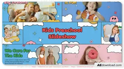 Kids Preschool Slideshow Video Displays template preview