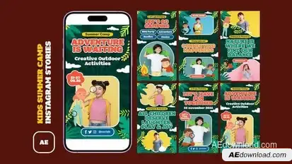 Kids Summer Camp Instagram Stories Openers template preview