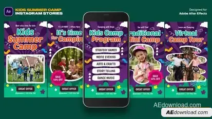 Kids Summer Camp Instagram Stories Openers template preview