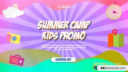 Kids Summer Camp Promo Video Displays template preview