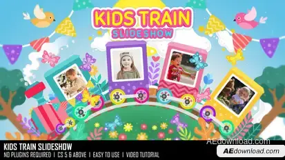 Kids Train Slideshow Video Displays template preview