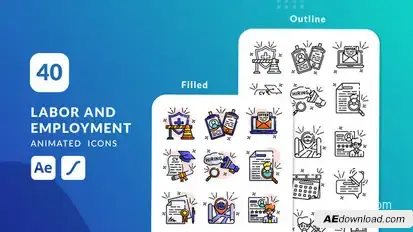 Labor and Employment Animated Icons | After Effects Elements template preview