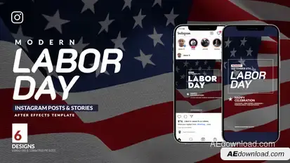 Labor Day Instagram Posts & Stories B103 Video Displays template preview