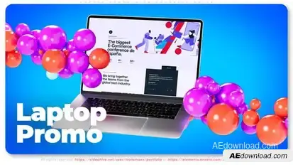 Laptop Promo With Colorful Balls Product Promo template preview