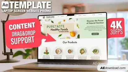 Laptop Screen Mockup in Cozy Room - 30sec Website or Application Promo - 6 Scenes AE Template Product Promo template preview