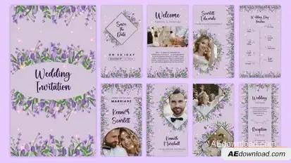 Videohive Lavender Floral Wedding Invitation Story Template Openers template preview