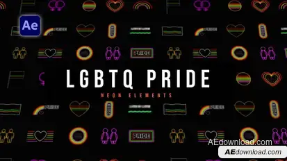 LGBTQ Pride Neon Elements Elements template preview