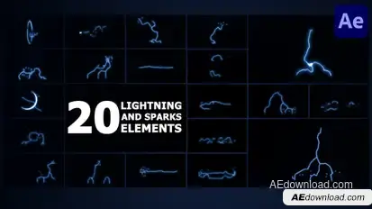 Lightning And Sparks Elements | After Effects Elements template preview