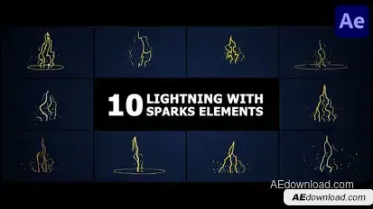 Lightning With Sparks Elements | After Effects Elements template preview