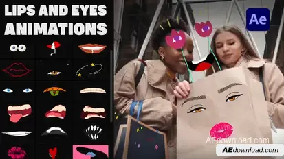 Lips And Eyes Mask Stickers for After Effects Elements template preview