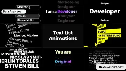 List Text Animations Titles template preview