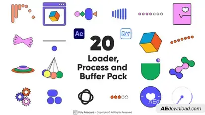 Loader, Process and Buffering Icon Pack for After Effects Elements template preview