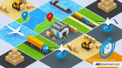 Logistic | 3D Isometric Pack Elements template preview