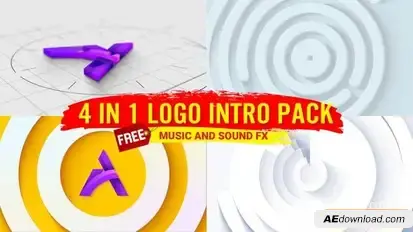 Logo Animation 4 in 1 pack logo Reveal minimal logo opener Ident with free music and fx Logo Stings template preview