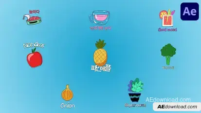 Looped Fresh Food Icons And Title Pack for After Effects Titles template preview