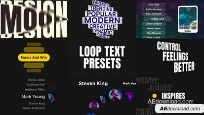 Looping List Text Animations Titles template preview