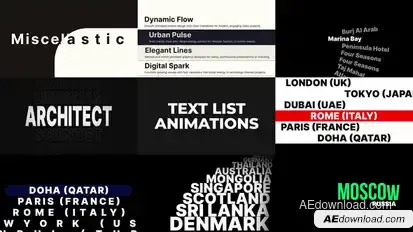 Looping Text List Animation Pack Titles template preview