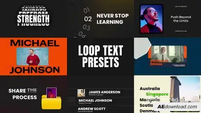 Looping Text Sliders Animation Titles template preview