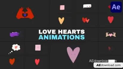 Love Hearts Animations | After Effects Elements template preview