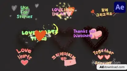 Love Hearts Titles for After Effects Titles template preview