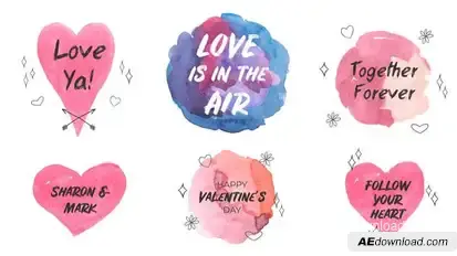 Love Is In The Air. Watercolor Titles Titles template preview