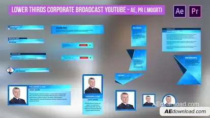 Lower Thirds Corporate Broadcast YouTube - AE, PR Elements template preview