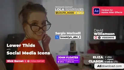 Lower Thirds with Social Media Icons Elements template preview