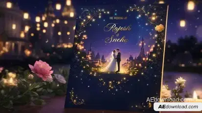 Videohive Luxurious Golden 3D Wedding Invitation Slideshow Video Displays template preview