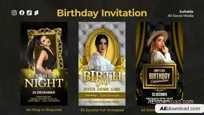 Luxury Birthday Instagram Reels Openers template preview