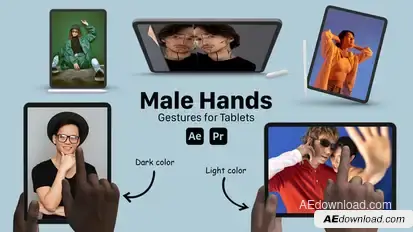 Male Hand Gestures for Tablets Product Promo template preview