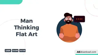 Man Thinking Flat art Elements template preview