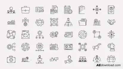 Management Line Icons Elements template preview