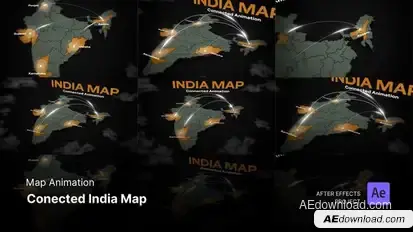 Map Animation - Connected India Map Animation After Effects Template Video Displays template preview