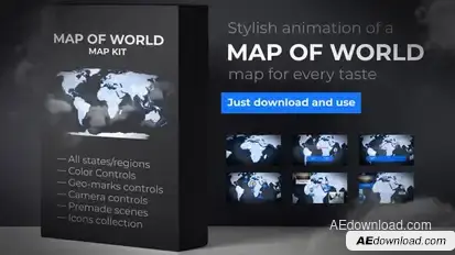 Map of World with Countries - Animated Map Video Displays template preview