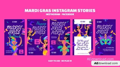 Mardi Gras Instagram Stories Openers template preview