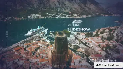 Media Slideshow – Cinematic Parallax Animation with Geometric Frame Particles, Rhombus Transitions Video Displays template preview