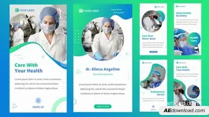 Medical Healthy Instagram Story Elements template preview